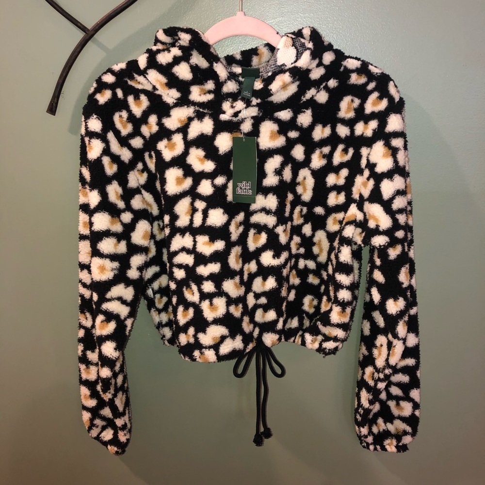 Wild Fable Black Cheetah Print Fuzzy Hoodie